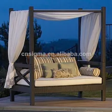 Лидер продаж навес Фаэтон ротанга сада коричневый Lounger кушетка