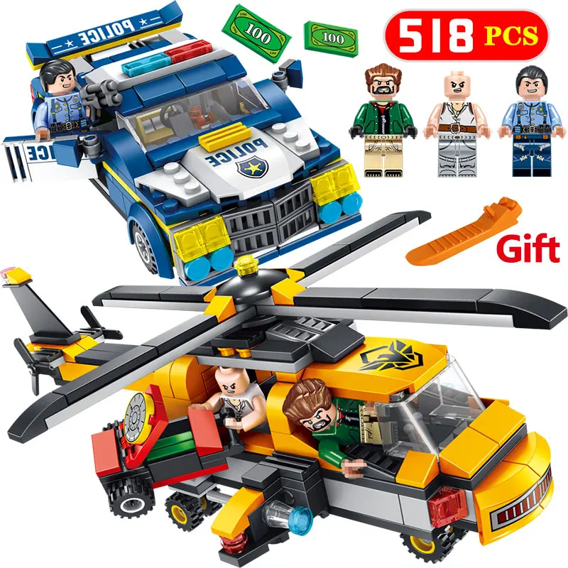 

City Police Law Enforcement Series Military helicopter Speed Car Hunt Compatible Legoingly Model Building Blocks Toys For Kids