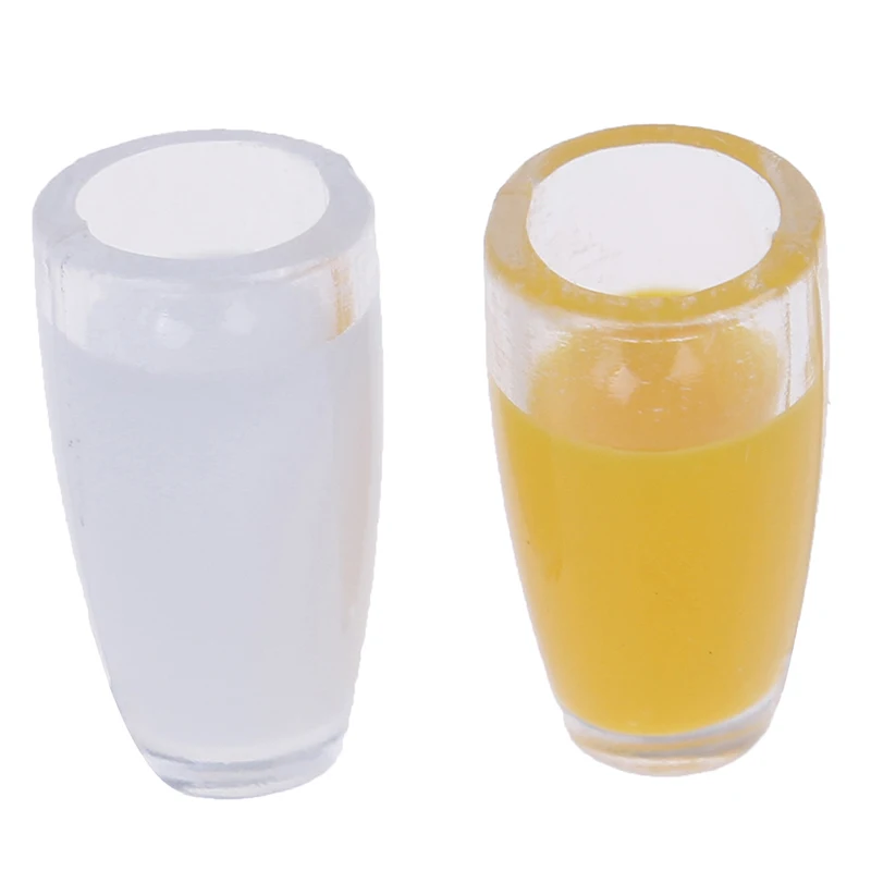 

4Pcs Mini Resin Water Cup Orange Fruit Juice Milk Cup Decoration Gifts 1:12 Dollhouse Miniature Doll house Cups Furniture Toy