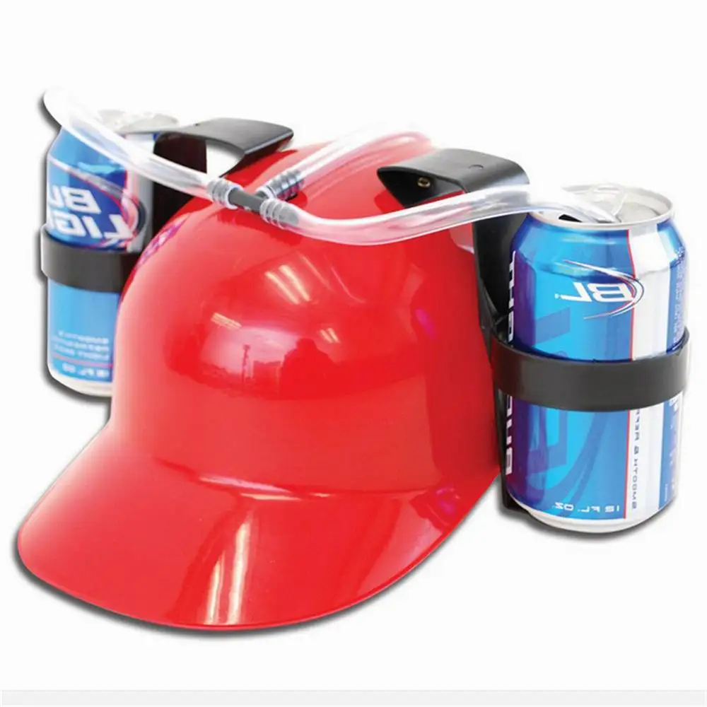 

1 Pcs Beverage Helmet Drinking Beer cola Coke Soda Miner Hat Lazy lounged Straw Cap Birthday Party Cool Unique Party Game
