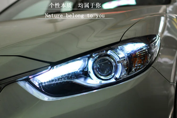 Excellent Car Styling New For Mazda 6 led headlights 2014-2016 Led Mazda Atenza head lamp Angel eye led drl HID KIT Bi-Xenon Lens low beam 6