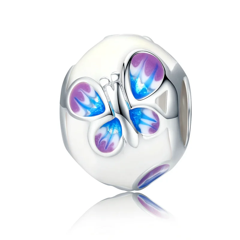 

Jewyuer Spring Collection Real 925 Sterling Silver Spring Magic Butterfly White Enamel Charms Beads fit Bracelets Jewelry MBE292