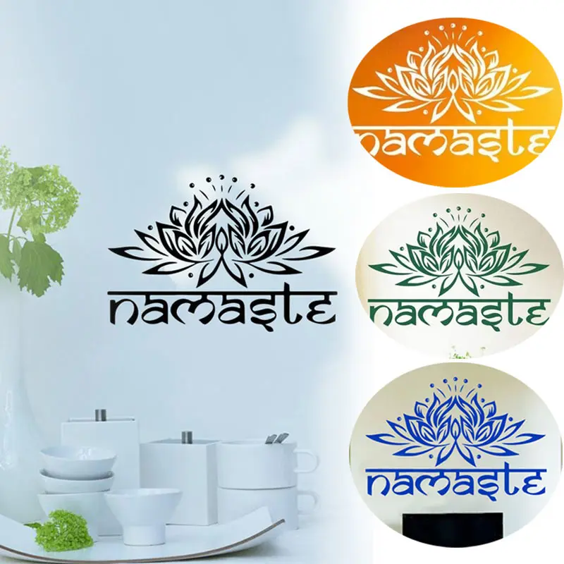 Модные наклейки на стену с надписью Namaste из Индии лотос Ганеша цветок для спальни