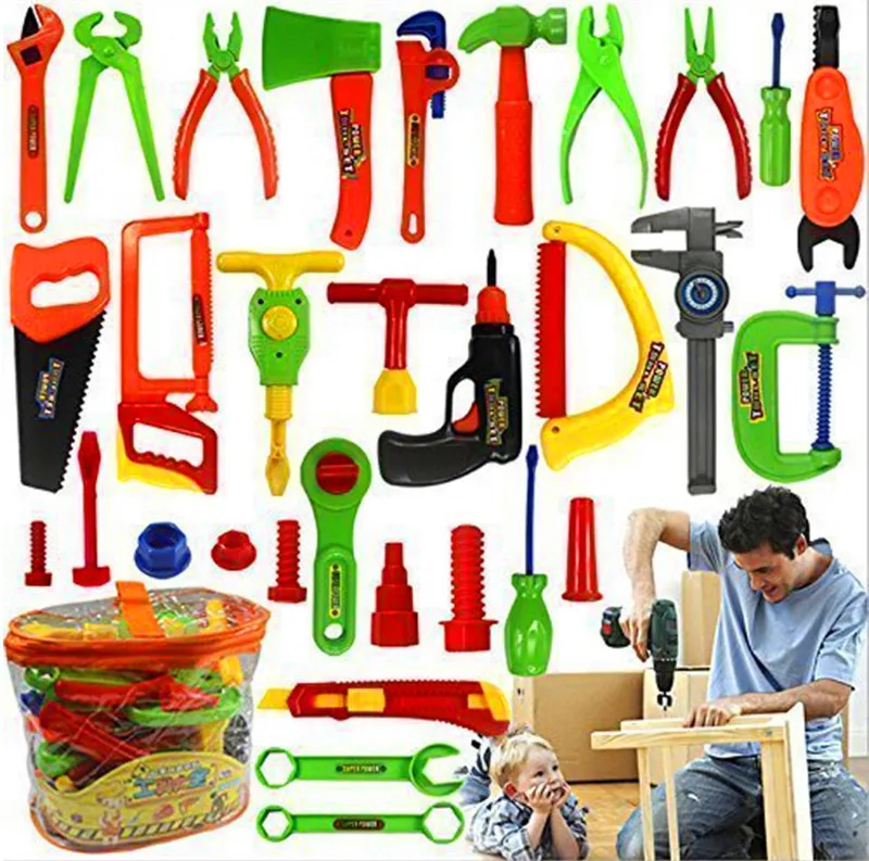 

34 Pcs/set Tool Toys Children's Play Toys Boy Simulation Maintenance Tools Mobile toolbox DIY Tool sets