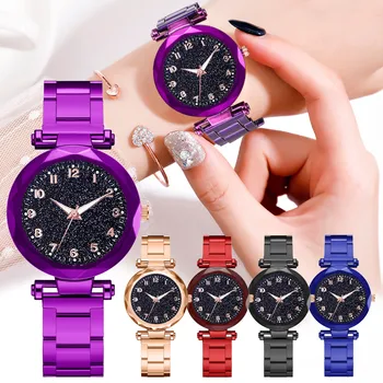 

Women Watches Luxury Fashion Cool Flat Bump Starry Sky Dial Ladies Steel Belt Quartz Watch reloj mujer relogio feminino Gift