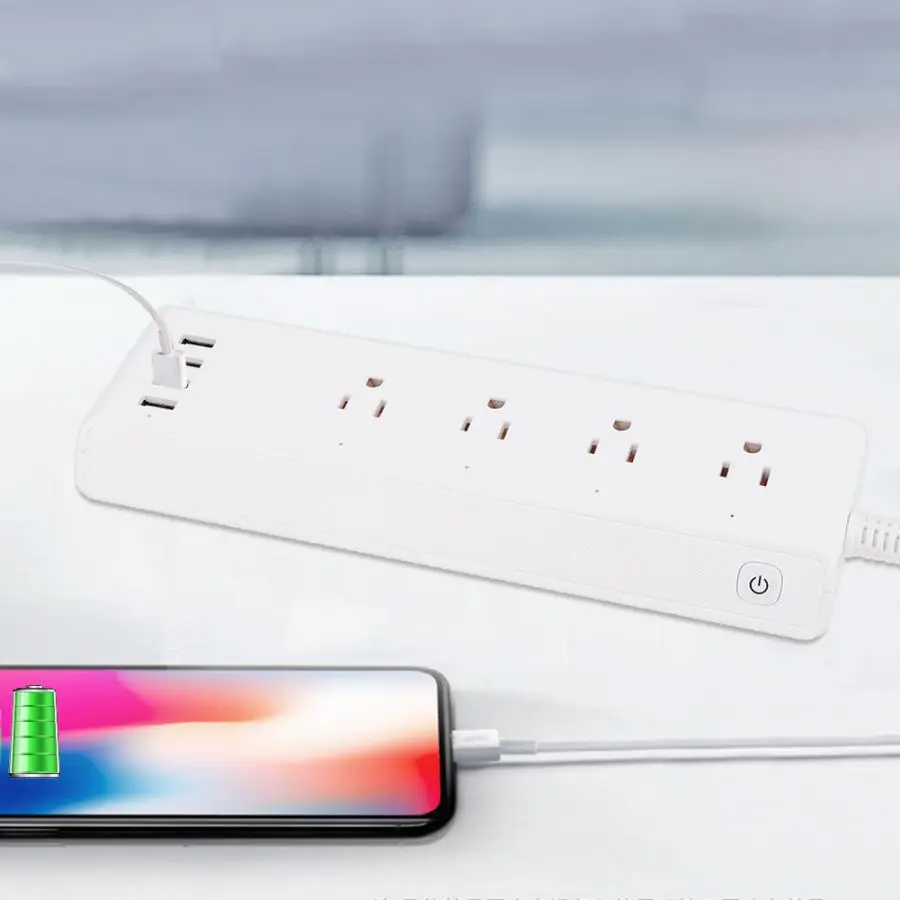 4 порта USB и штепсельных разъема США WiFi умная розетка с дистанционным управлением