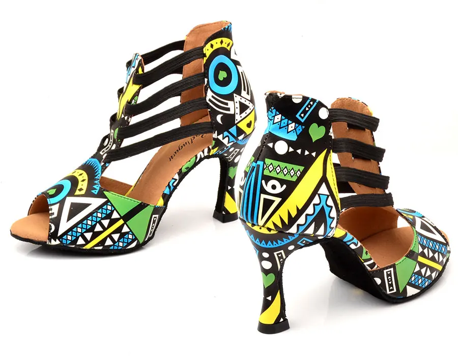Ladingwu/Брендовые женские туфли для танцев в латинском стиле; танцевальные сапоги с эластичным ремешком; Обувь для бальных танцев; цвет синий; обувь в африканском стиле