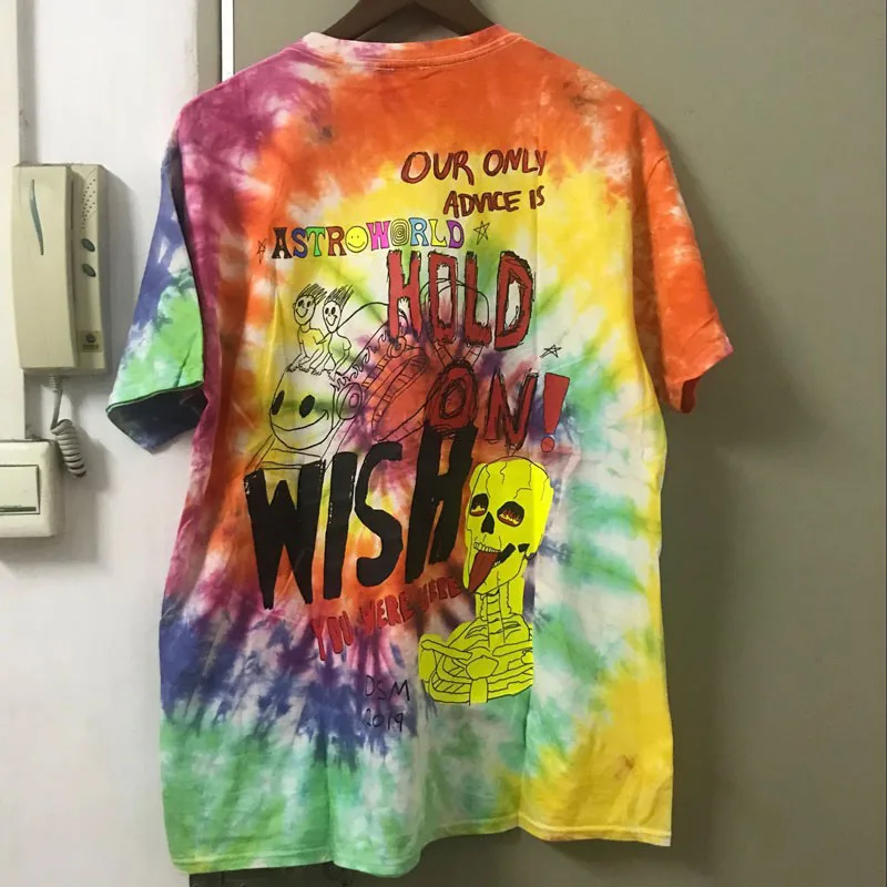

2019SS Cactus Travis Scott Astroworld Sicko Tee T-shirt Men Women Best High Quality Tie dyeing Hip Hop T shirts