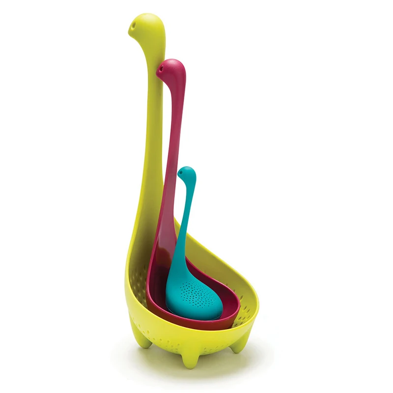 3pcs kitchen set ness monster dinosaur spoon strainers combination Colander Cooking Tools set free color D01908