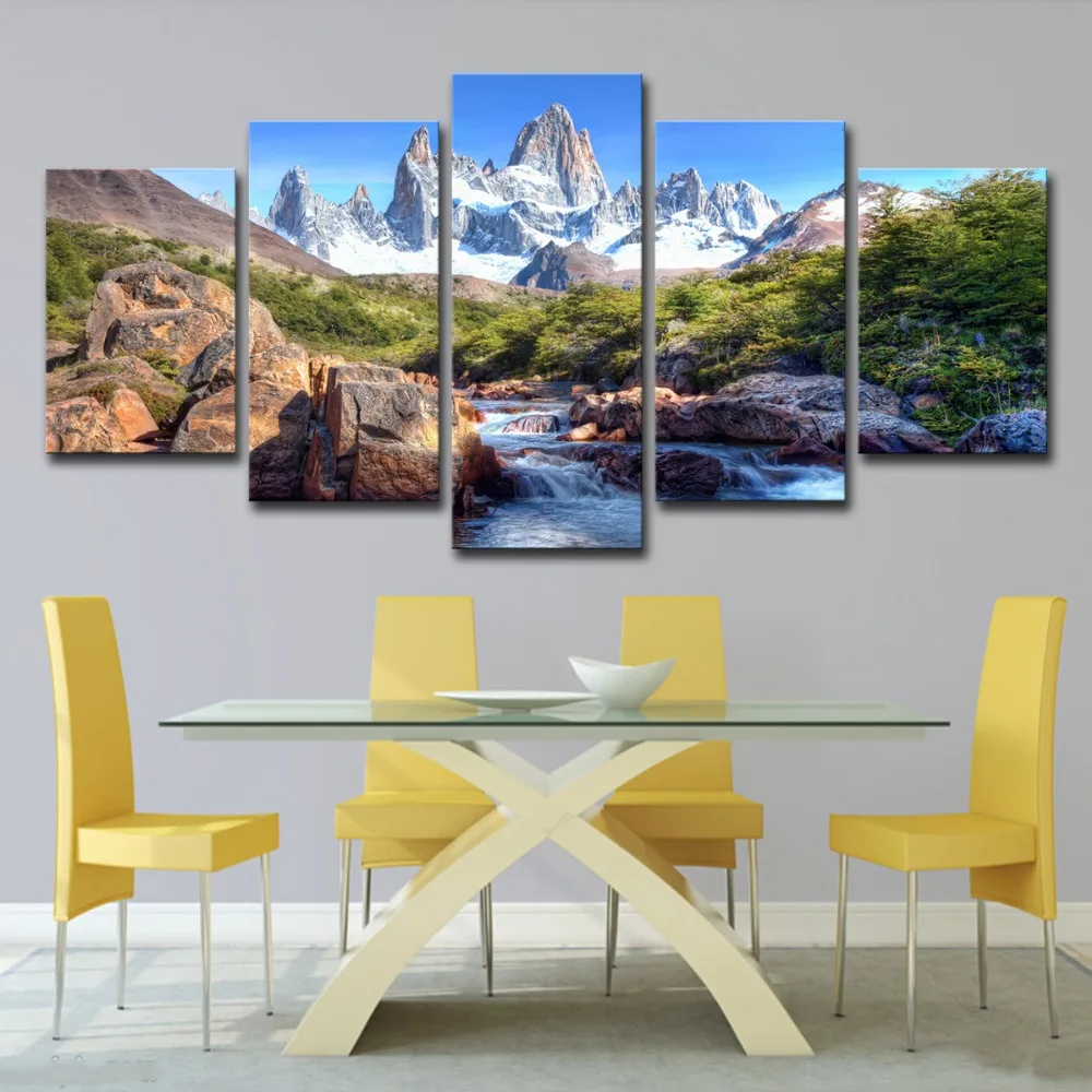 5P0109 Abstract Canvas Painting Wall Art Oil Poster Wall Modular Pictures 5 Panel Alpine Landscape For Living Room Home Decor  (14)