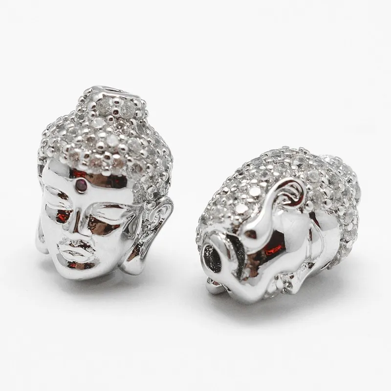 1pcs Brass Micro Pave CZ Beads Grade AAA Cubic Zirconia Chinese Buddha Head 15x11x10mm DIY Jewelry Accessories Making Necklaces | Украшения