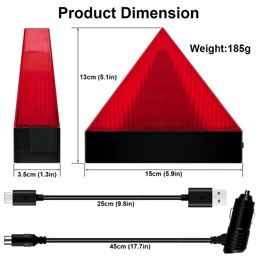 Автомобильный Треугольники Предупреждение знак Предупреждение светильник полиции мерцающий светильник сигнальные огни безопасности стояночный тормоз лампа двери светодиодный анти-столкновения