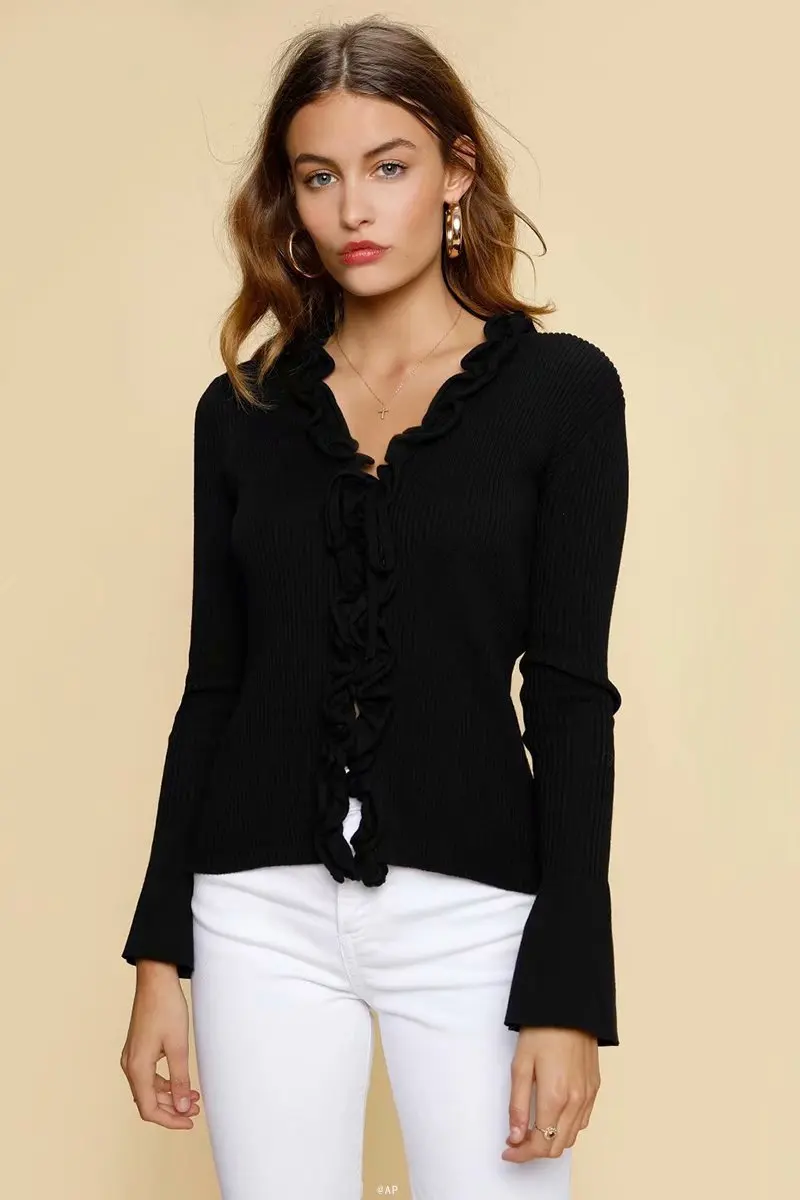 Buy Women's Knitted Sweater Ruffles Sweet Cardigans