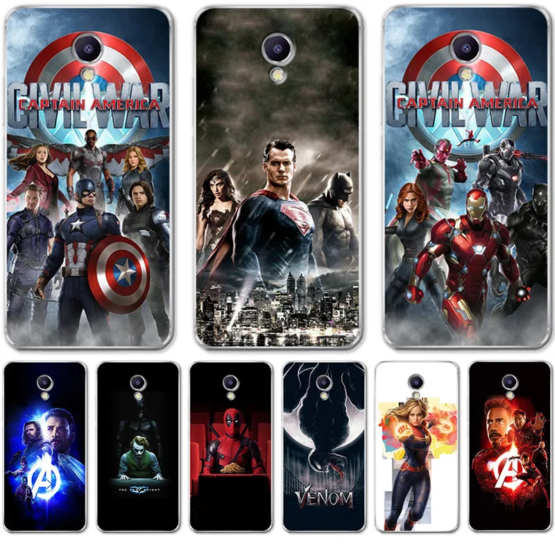 

Luxury Marvel Avengers Justice League For Meizu M3S M5 M5S M5C M6 M3 M5 M6 Note U10 U20 Case Cover Silicone Coque Capinha Etui