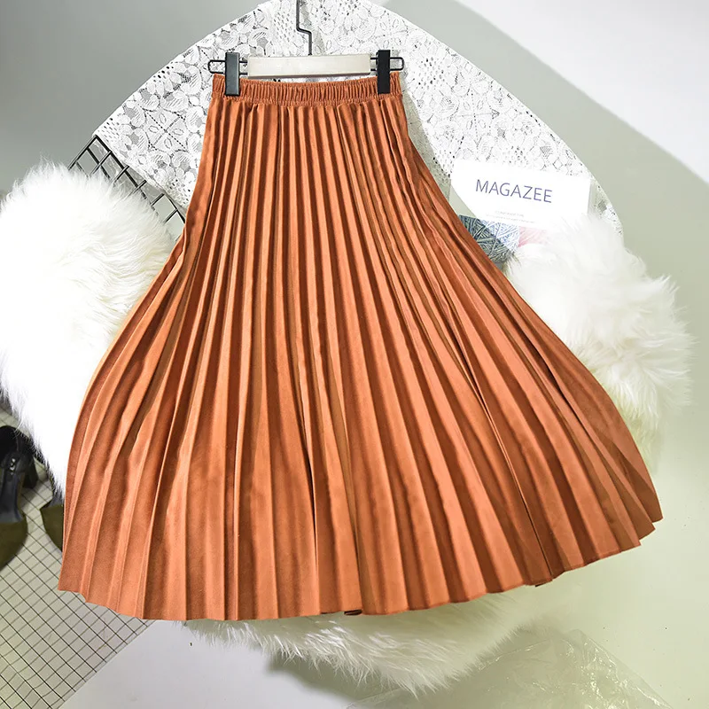 Весеннее Новое поступление, бархатная плиссированная юбка с завышенной талией, винтажная юбка, Faldas Largas Elegantes, 4 цвета