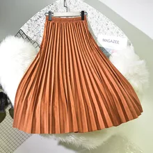 Весеннее Новое поступление, бархатная плиссированная юбка с завышенной талией, винтажная юбка, Faldas Largas Elegantes, 4 цвета