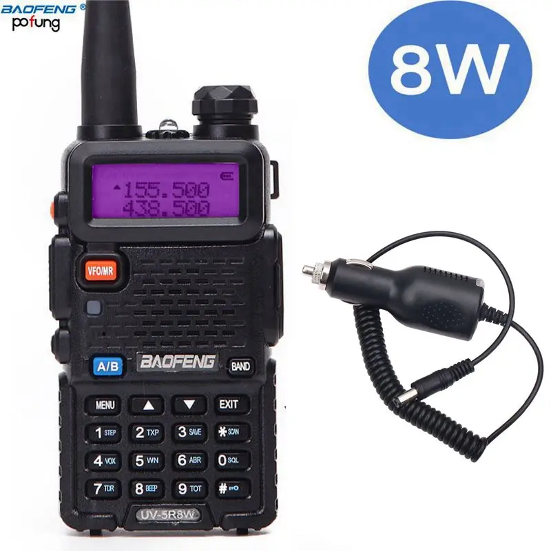 Baofeng UV-5R 8 Вт Высокая мощность 8 Вт мощная портативная рация дальность 10 км VHF/UHF Двухдиапазонная двухсторонняя радио pofung uv5r Охота - Цвет: add car charger