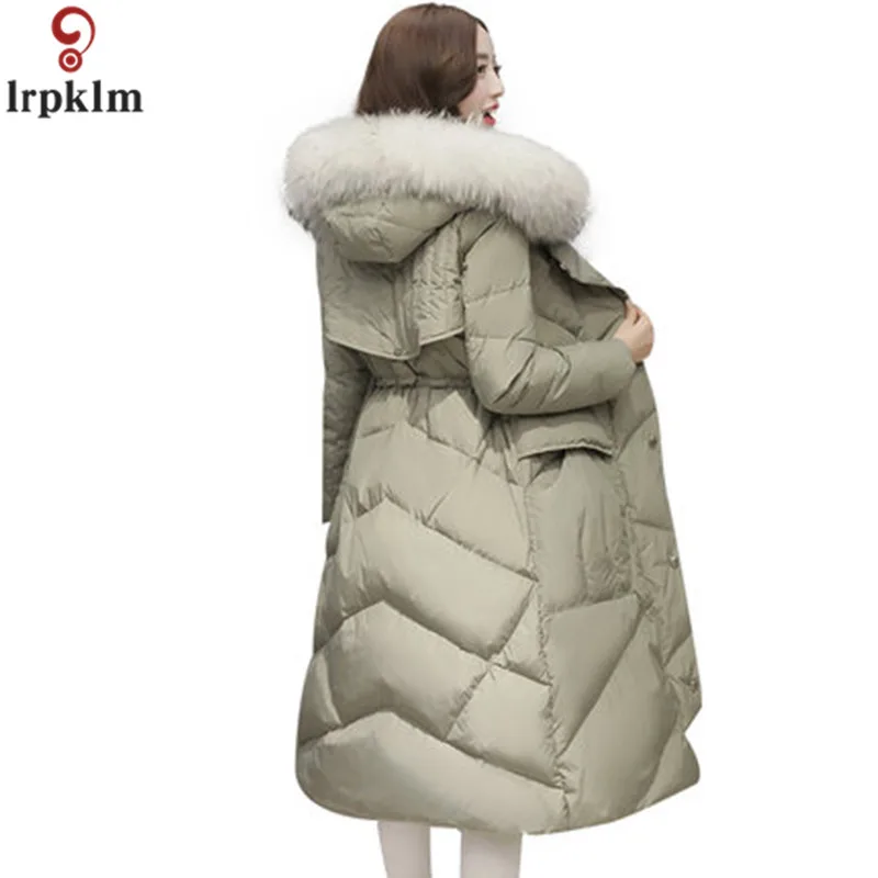Брендовая зимняя женская куртка, Зимний пуховик, модный утепленный женский пуховик с большим меховым воротником, элегантные парки AS151