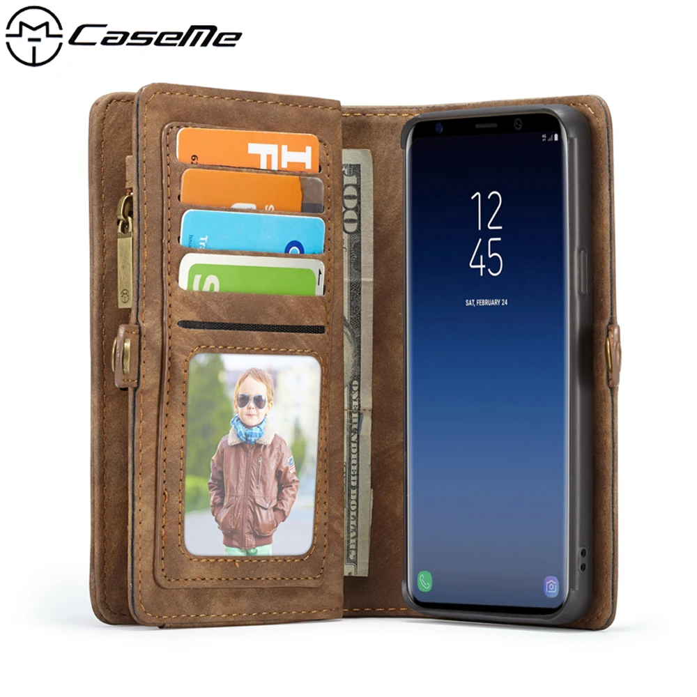 

5.8'' For Samsung Galaxy S9 Case Cover CaseMe Phone Bags Luxury PU Leather Zipper Wallet Card Multifunction Magnetic Back Cover