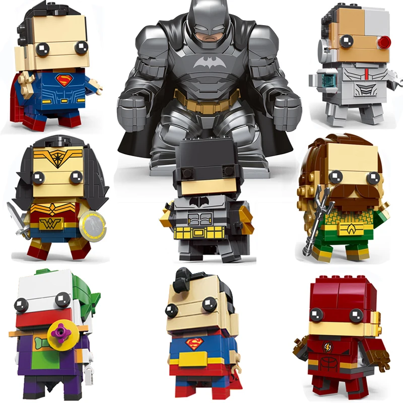 

Decool compatible legoed brickheadz wonder woman super heros man joker building blocks brick heads toy Aquaman armor Batman sets