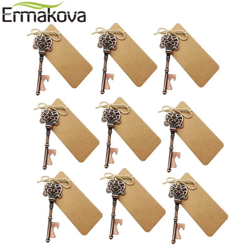 ERMAKOVA 50 шт./лот металлический скелет ключ бутылки Свадебные сувениры подарки