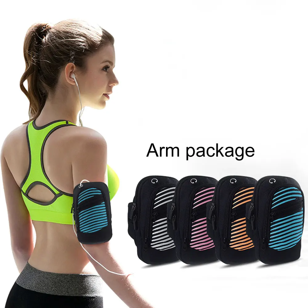 

1Pcs Unisex Universal Waterproof Arm Bag Multifunctional Outdoor Sports Hiking Cycling Stripe Phone Bag Pouch