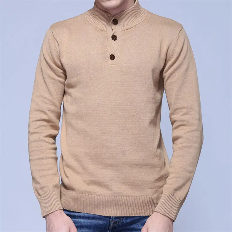 Men Sweater Pullovers MuLS Brand Winter Thick Cotton Knitted Button Sweater Tops Male Jumper Autumn Spring 2018 New Size M-3XL-07