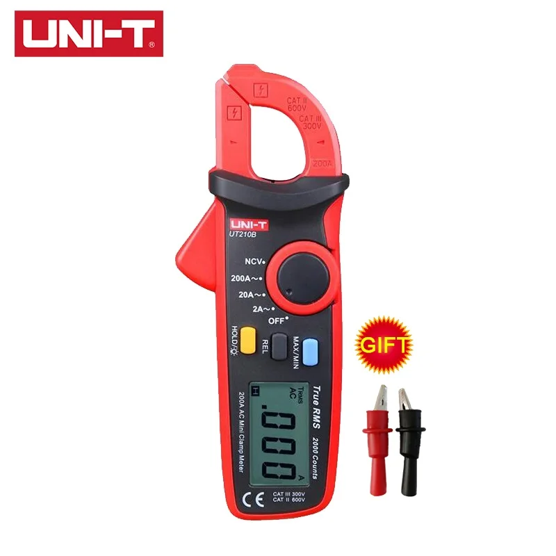 UNI-T UT210B Handheld Mini Digital Clamp Meter True RMS Auto Range AC DC Volt 100A Ohm Capacitance Multimeter