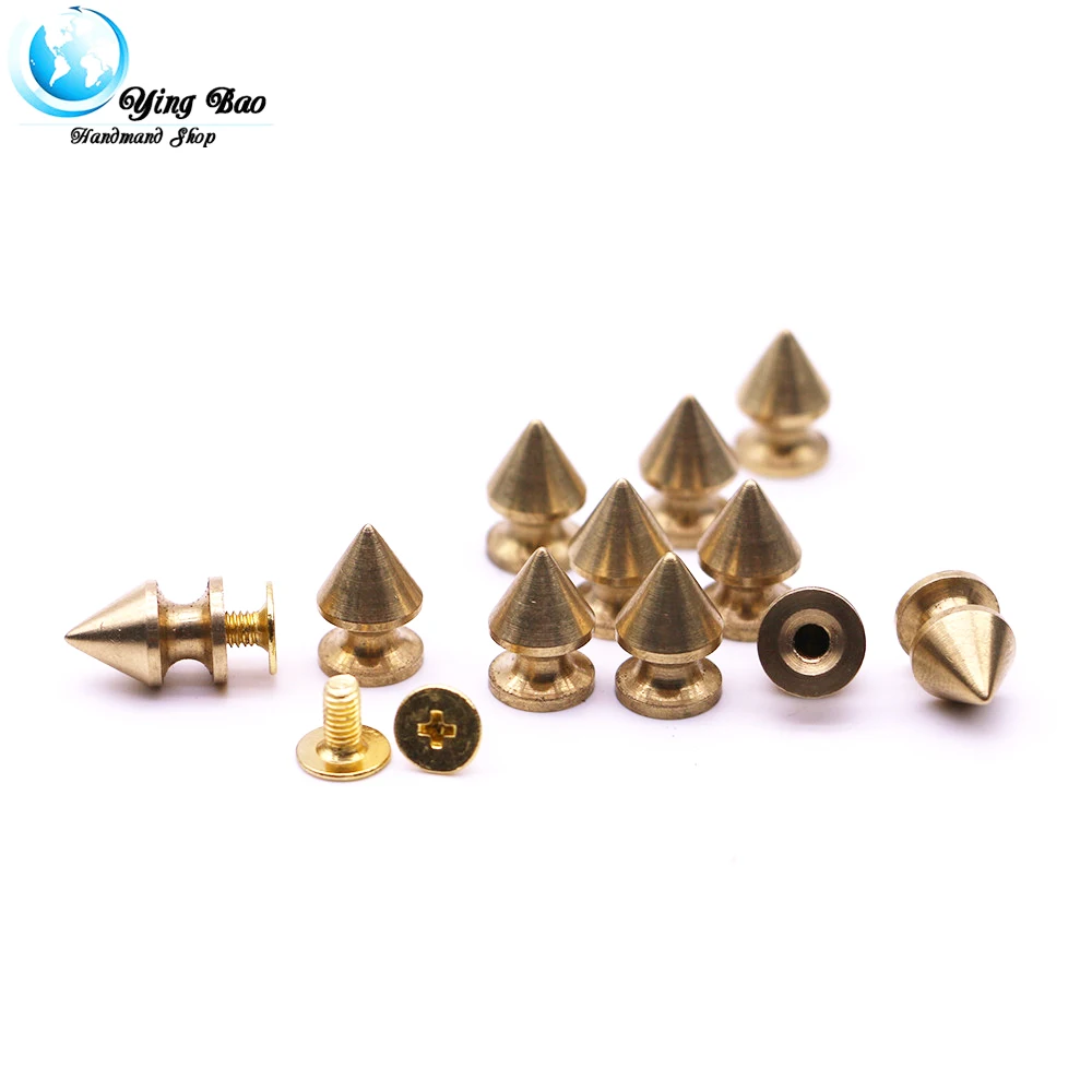 20sets/pack 8mm (Diameter), 12mm (Height)  Copper Cone rivet gold Colors gold studs for clothing B-24