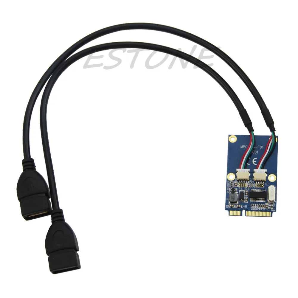 

mPCIe to 5 Pin 2 Ports Dual USB2.0 Converter Card Mini PCIe Slot To Two USB 2.0 Interface Adapter#K400Y#