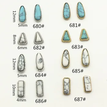 

100pcs/bag Japan 3D Nail Art Decoration Metal Triangle Rectangle Droptear with Turkey Stone Nail Sticker Charm DIY Nail Tools