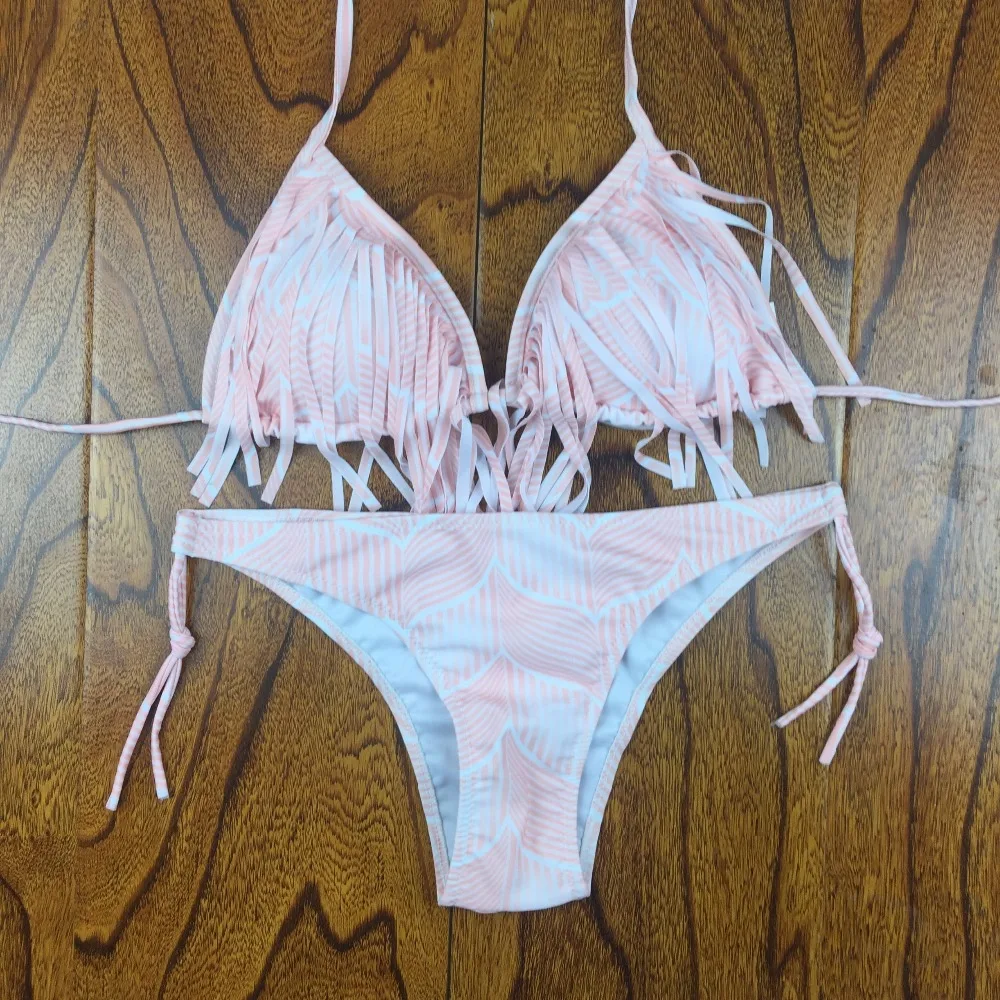 JINYITE Swimsuit Brazilian Thong Bikini Set Tassels Bra Hot Women's