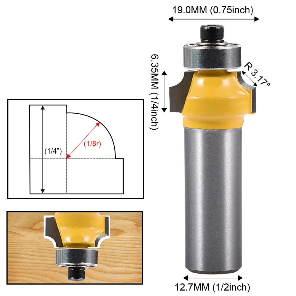

1 шт. твердосплавный круглый фрезерный бит 1/8 "Радиус 1/2" хвостовик фреза деревообрабатывающий фреза