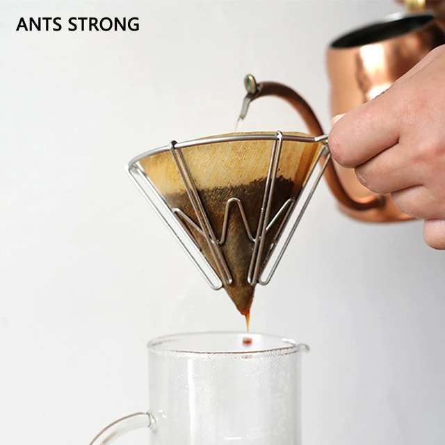 Special Price ANTS STRONG Creative unique coffee filter cup/reusable stainless steel V-shape drip filter pot coffee funnel filter mug