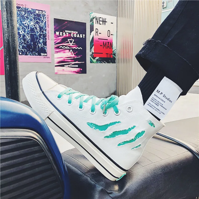 

Spring 2019 New Men's Shoes Korean Version Baitao Personality Trend Leisure Sports High-Up Canvas Shoes Men's Board Shoes A70