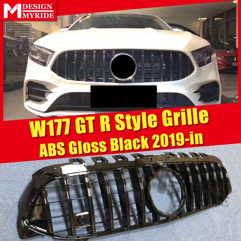 Для Mercedes W177 A Class Sport передний бампер GTS решетка гриль глянец Черный с камерой