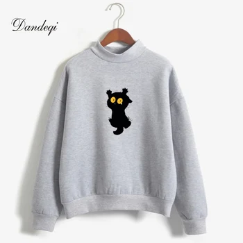 

Harajuku Cute Hoodies Women 2017 Winter&Autumn Kawaii Black Cat Sweatshirt Korean Casual Thick Coats Moletom Feminino Pullover