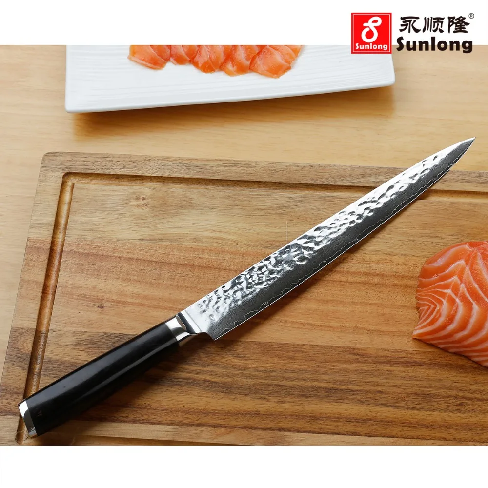 Sunlong нож для суши японский дамасская сталь 9 дюймов ножи нарезки кухонный Секач