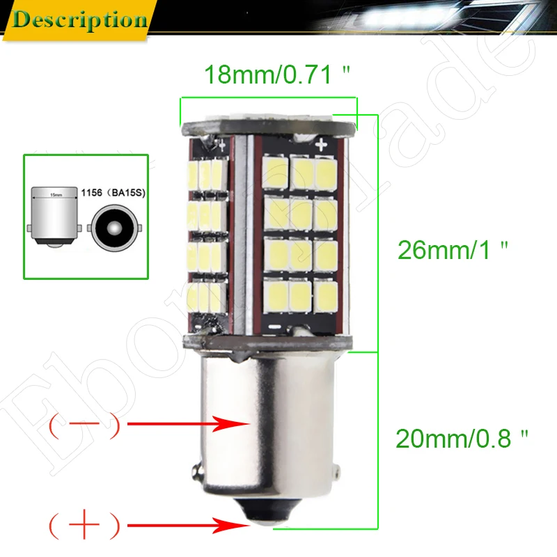 Автомобильный светильник BA15S P21W 2X 1156 12 В 24 30 56SMD светодиодный фонарь заднего хода