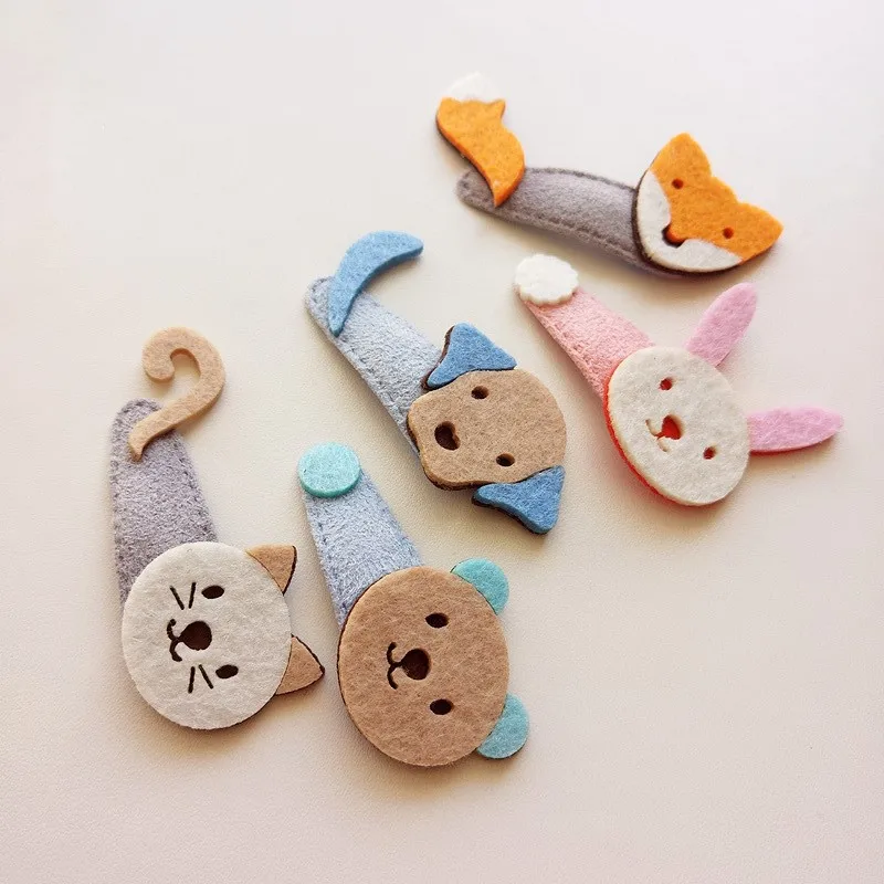 

5PCS Cartoon Design Children Animal Hair Accessories Dog Rabbit Fox Cat and Bear Hair Clips Kids Hairpins Girl Hair Ornaments