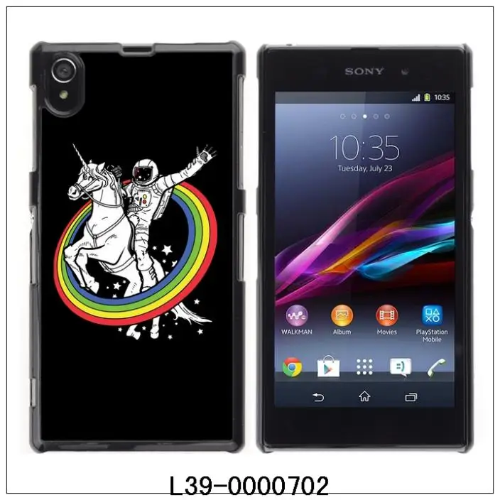 Astronaut &amp Unicorn Rainbows-FOR SONY Xperia Z1 L39h C6603 Plastic Hard Back Case Cover Shell 30PCS/Lot (L39-0000702) |