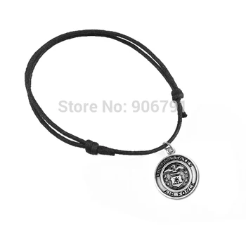 

Hot Selling 50pcs a lot wax string with United states air force charm bracelet