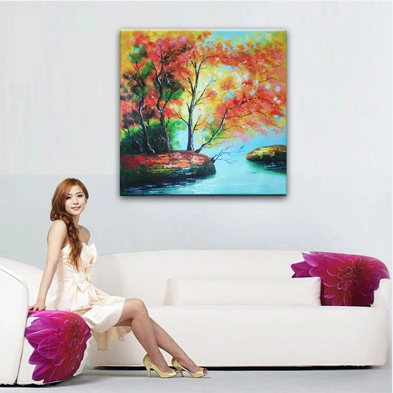 

DONGMEI OILPAINTING Hand Painted oil painting high quality landscape Painting Home Decoration painting pictures DM1711261