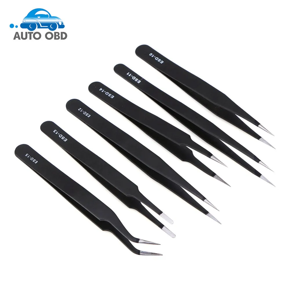 

New 6 in 1 Anti-Static Stainless Steel Tweezer Set Tweezers Maintenance Tools WA821 P0.4 For Phone & small electronics Repair