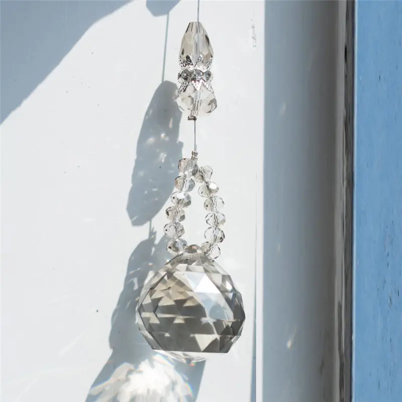 Серый стеклянный шар, окно, висячий Ловец, художественная подвеска Рэйки, орнамент, Современное украшение для гостиной, для гостиной