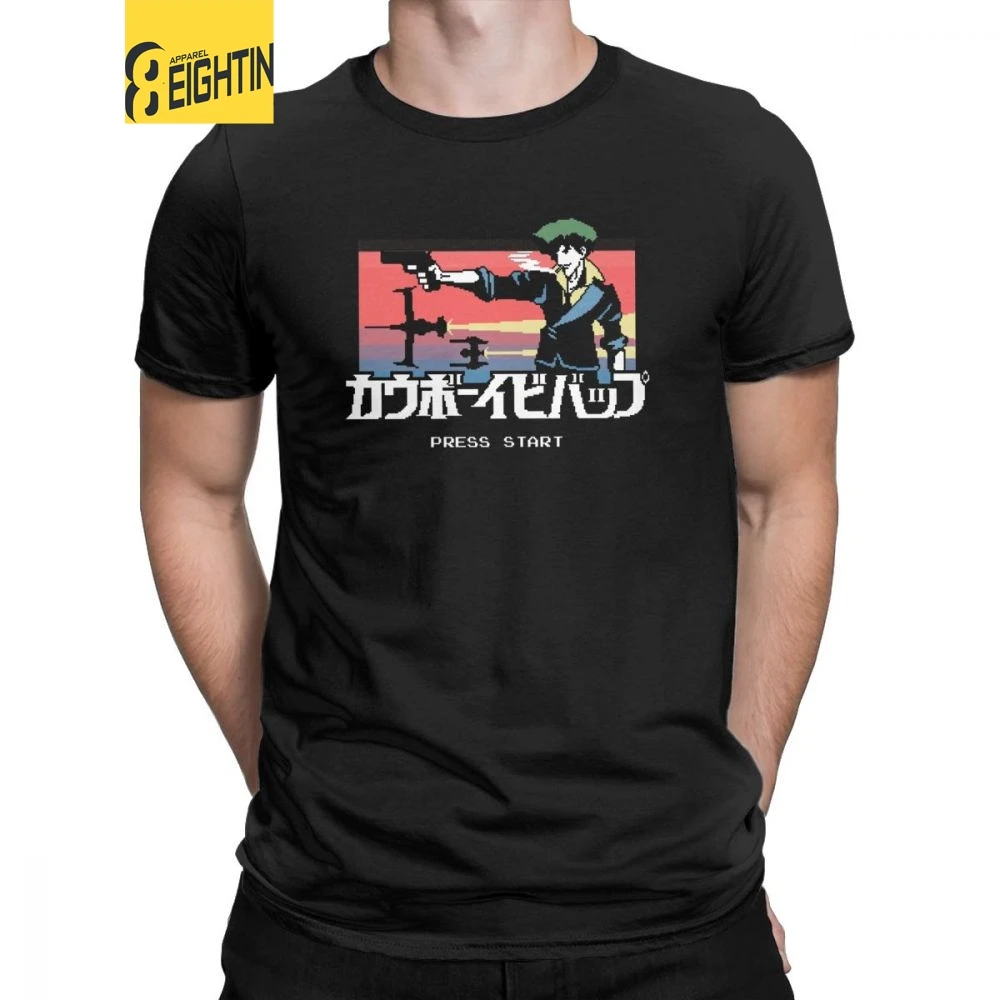 

Cowboy Bebop Men T Shirt Space Anime Spike Japanese Manga Faye Vintage Tee Shirt Short Sleeve T-Shirt Pure Cotton Plus Size Tops