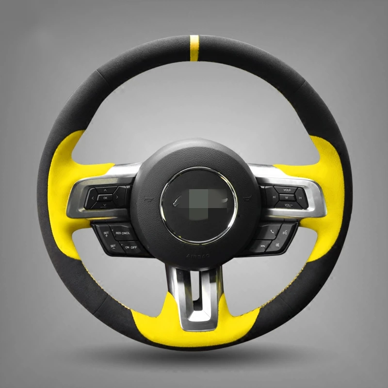 Чехол на руль из черной замши для Ford Mustang 2015 2019 GT 2019|steering wheel cover|suede steering coverwheel cover |