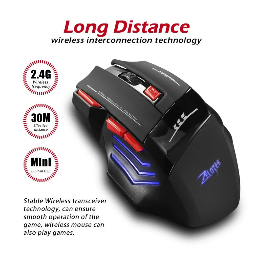 

Charging Desktop Computer Gaming Mouse USB Receiver 30 Meters Wireless Connection Mouse