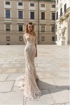 شراء2019 Eslieb فستان زفاف بجودة عالية Vestito Da Sposa الحبيب الخرز Hochzeitskleid زر العودة Trouwjurk HA111