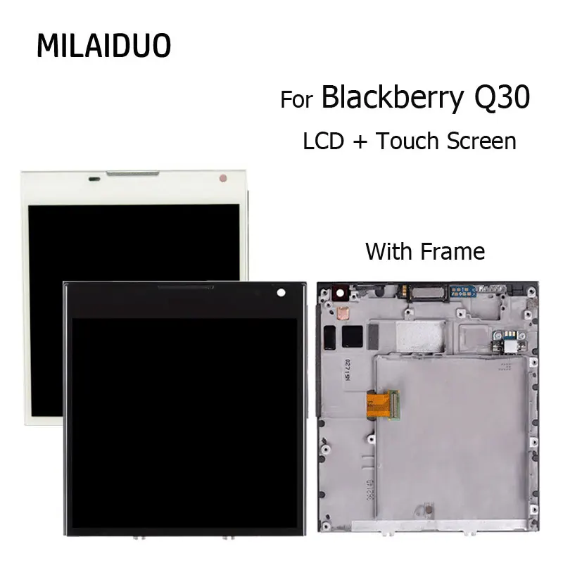 

LCD Dsiplay For Blackberry Q30 Passport LCD IPS Touch Screen Digitizer Assembly Replacement Parts Black White With Frame